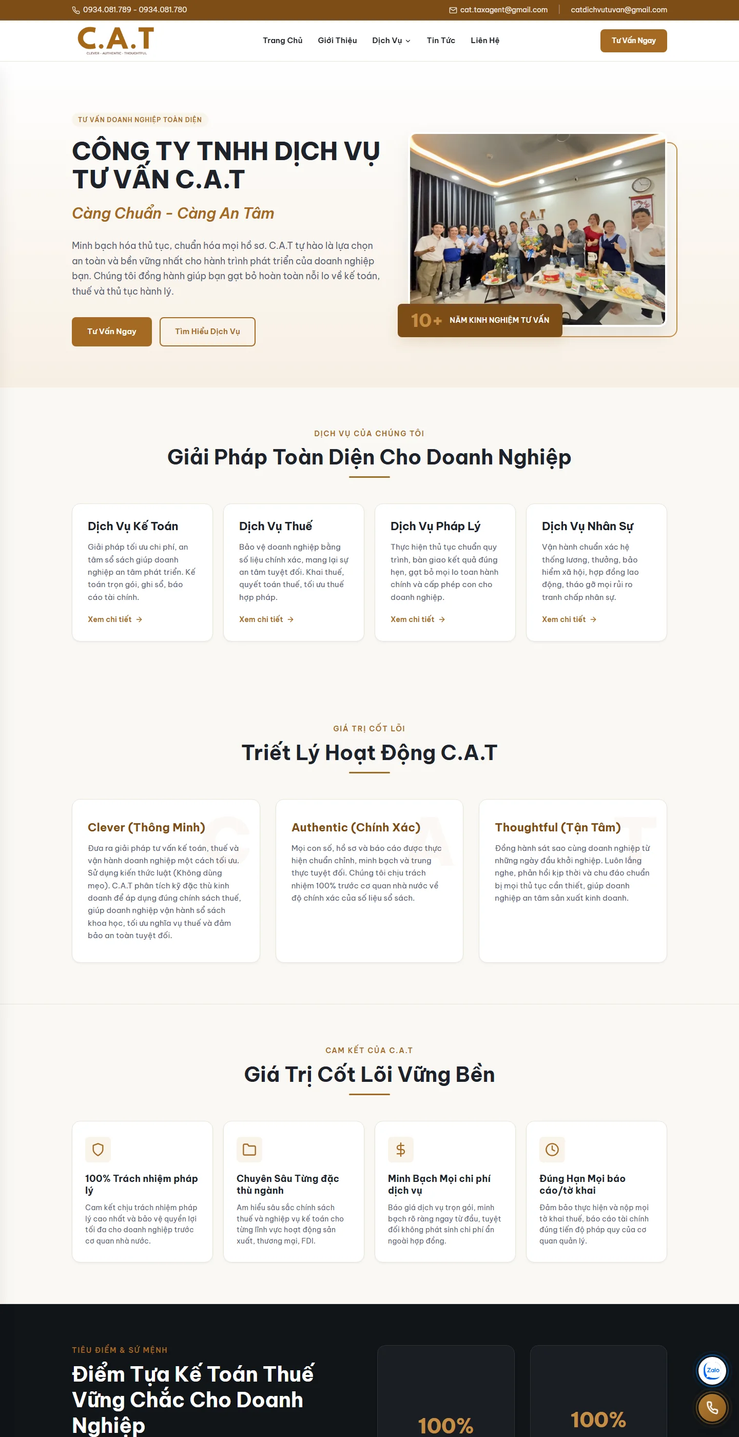Dịch Vụ Tư Vấn C.A.T Website Interface