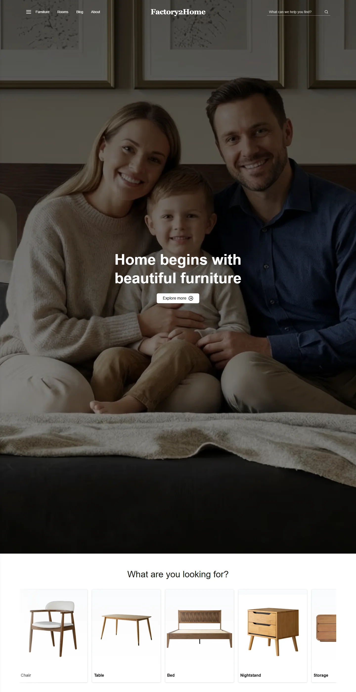 Factory2Home Website Interface