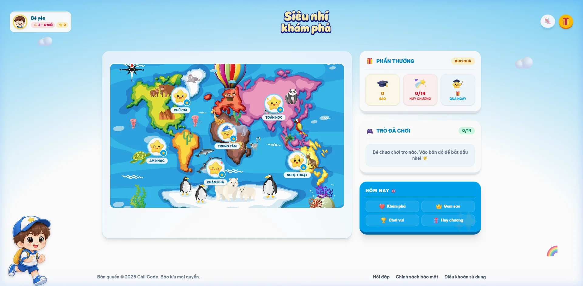 Siêu Thị Nhí Khám Phá Website Interface